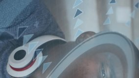 Animation of digital data processing over male athlete drinking water in stands of sports stadium. global sports, competition and digital interface concept digitally generated video. - Powered by Shutterstock - Get 15% off with code: PIKWIZARD15