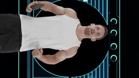 Animation of male discus thrower with scope scanning and data processing. global sport, competition, technology, data processing and digital interface concept digitally generated video. - Powered by Shutterstock - Get 15% off with code: PIKWIZARD15