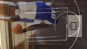 Animation of drawing of game plan over african american male basketball player. sports and competition concept digitally generated video. - Powered by Shutterstock - Get 15% off with code: PIKWIZARD15