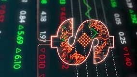 Animation of american dollar sign with circuit board over financial data processing. Global business, finance, computing, connections, networks and data processing concept digitally generated video. - Powered by Shutterstock - Get 15% off with code: PIKWIZARD15