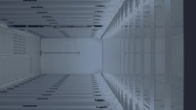 Digital animation of network of connections forming a cloud icon and Network of digital icons against empty server room. Global networking and online security concept - Powered by Shutterstock - Get 15% off with code: PIKWIZARD15