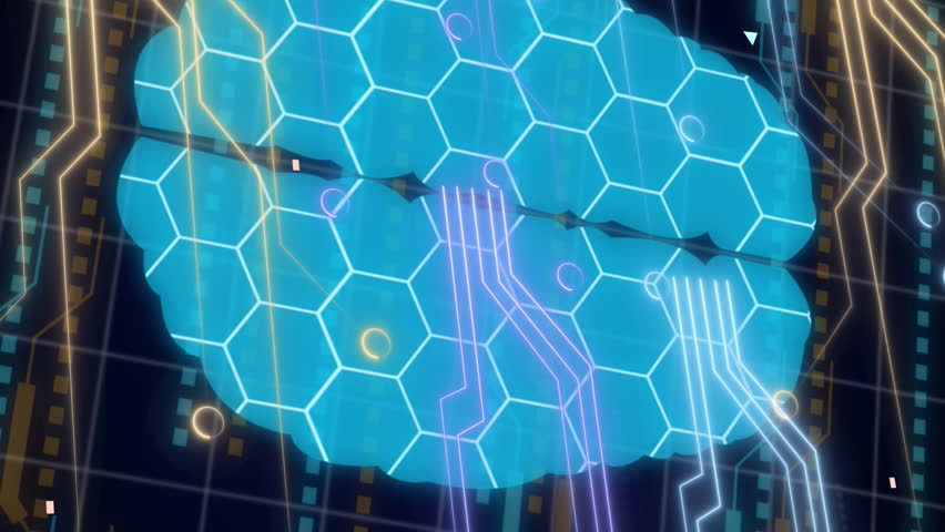 Animation of digital brain, data processing over computer circuit board. Global data processing, digital interface and connections concept digitally generated video. - Powered by Shutterstock - Get 15% off with code: PIKWIZARD15