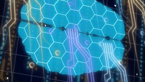 Animation of digital brain, data processing over computer circuit board. Global data processing, digital interface and connections concept digitally generated video. - Powered by Shutterstock - Get 15% off with code: PIKWIZARD15