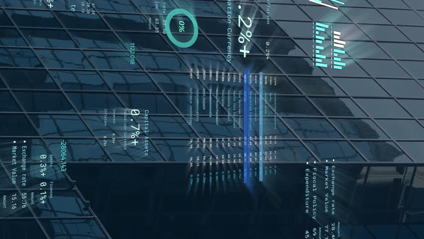 Animation of financial data processing over cityscape. Global networks, business, finances, computing and data processing concept digitally generated video. - Powered by Shutterstock - Get 15% off with code: PIKWIZARD15
