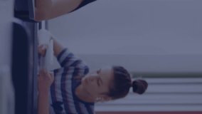 Animation of equations and data processing over diverse students. Global education, learning, school, digital interface and data processing concept digitally generated video. - Powered by Shutterstock - Get 15% off with code: PIKWIZARD15