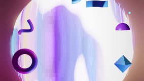 Animation of abstract 3d shapes and sphere over dark background. Communication, data processing, creativity and digital interface background concept digitally generated video. - Powered by Shutterstock - Get 15% off with code: PIKWIZARD15