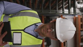 Animation of data processing on screens over caucasian man working in warehouse. Global shipping, networks, digital interface, computing and data processing concept digitally generated video. - Powered by Shutterstock - Get 15% off with code: PIKWIZARD15