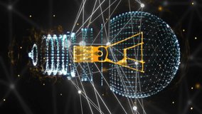 Animation of network of connections and light bulbs over black background. Global connections, cloud computing, digital interface and data processing concept digitally generated video. - Powered by Shutterstock - Get 15% off with code: PIKWIZARD15