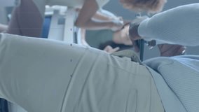 Data processing on interface over happy diverse colleagues talking at casual office meeting. Casual business, data, digital interface, teamwork, office and communication digitally generated video. - Powered by Shutterstock - Get 15% off with code: PIKWIZARD15