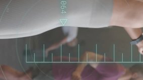 Animation of data processing over diverse woman and man jumping rope cross training at gym. Fitness, exercise, strength, data, digital interface and technology digitally generated video. - Powered by Shutterstock - Get 15% off with code: PIKWIZARD15