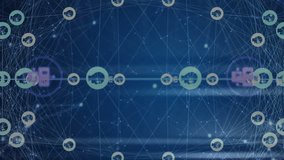 Animation of global network of people and chatbot icons rotating over dark computer server room. Ai, connection, data, communication and digital interface technology, digitally generated video. - Powered by Shutterstock - Get 15% off with code: PIKWIZARD15