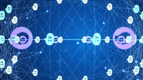 Animation of globe with networks of connections, scientific data processing and ai icons. Global artificial intelligence, connections, computing and data processing concept digitally generated video. - Powered by Shutterstock - Get 15% off with code: PIKWIZARD15