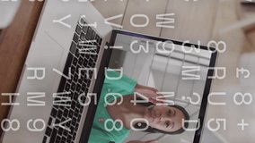Animation of data processing over african american businessman using laptop on video call. Global connections, computing and data processing concept digitally generated video. - Powered by Shutterstock - Get 15% off with code: PIKWIZARD15