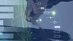 Animation of financial data over midsection of caucasian businesspeople and road traffic. global business, finance, technology and data processing concept digitally generated video. - Powered by Shutterstock - Get 15% off with code: PIKWIZARD15