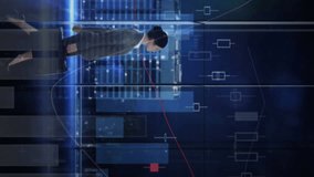 Animation of financial data processing over businesswoman and cityscape. global business, connections, digital interface and technology concept digitally generated video. - Powered by Shutterstock - Get 15% off with code: PIKWIZARD15