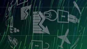 Globe of digital icons spinning and light trails over statistical data processing and world map. Global networking and business technology concept - Powered by Shutterstock - Get 15% off with code: PIKWIZARD15