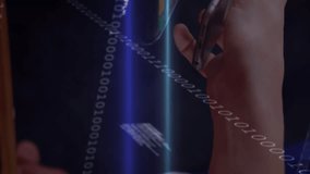 Animation of financial graphs and data processing over caucasian man with payment terminal. Finance, economy, business and wireless payments concept digitally generated video. - Powered by Shutterstock - Get 15% off with code: PIKWIZARD15