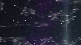 Animation of waves, nft, connections and lights on black background. Network, data processing, communication and technology concept digitally generated video. - Powered by Shutterstock - Get 15% off with code: PIKWIZARD15