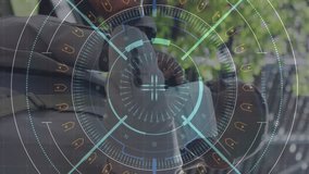 Animation of data processing over african american man with face mask using smartphone. Global pandemic and digital interface concept digitally generated video. - Powered by Shutterstock - Get 15% off with code: PIKWIZARD15