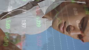 Animation of stock market data processing against man using smartphone outdoors. Global economy and business technology concept - Powered by Shutterstock - Get 15% off with code: PIKWIZARD15