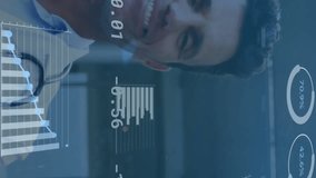 Animation of data processing over caucasian male doctor. Global medicine, connections, computing and data processing concept digitally generated video. - Powered by Shutterstock - Get 15% off with code: PIKWIZARD15