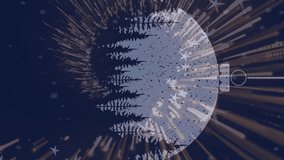 Golden light trails and snowflakes falling over hanging bauble on blue background with copy space. christmas festivity and celebration concept - Powered by Shutterstock - Get 15% off with code: PIKWIZARD15