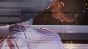 Animation of financial graphs over diverse businesspeople talking in office. business, finance, connections, technology and digital interface digitally generated video. - Powered by Shutterstock - Get 15% off with code: PIKWIZARD15