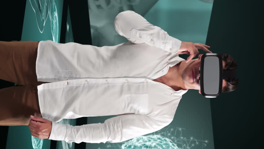 Animation of businessman wearing vr headset over screens with medical data processing. global science, technology, connections and data processing concept digitally generated video. - Powered by Shutterstock - Get 15% off with code: PIKWIZARD15