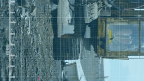 Animation of statistical data processing over grid network against magnetic crane at junkyard. Global business and recycling concept - Powered by Shutterstock - Get 15% off with code: PIKWIZARD15