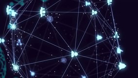 Animation of globe of connections over data processing and icons on black background. Global technology, data processing and digital interface concept digitally generated video. - Powered by Shutterstock - Get 15% off with code: PIKWIZARD15