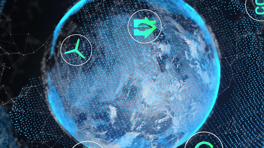 Digital animation of data processing over spinning globe on black background. Global digital interface technology and networking concept digitally generated video. - Powered by Shutterstock - Get 15% off with code: PIKWIZARD15