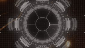 Animation of round scanner and data processing against aerial view of city traffic at night. Computer interface and business data technology concept - Powered by Shutterstock - Get 15% off with code: PIKWIZARD15