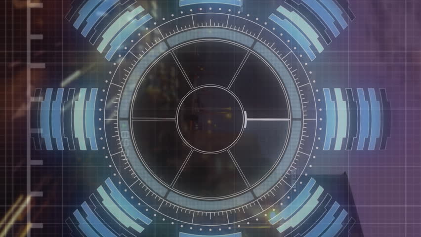 Animation of round scanner and statistical data processing against time-lapse of night city traffic. Computer interface and business data technology concept - Powered by Shutterstock - Get 15% off with code: PIKWIZARD15