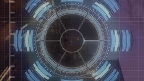 Animation of round scanner and statistical data processing against time-lapse of night city traffic. Computer interface and business data technology concept - Powered by Shutterstock - Get 15% off with code: PIKWIZARD15