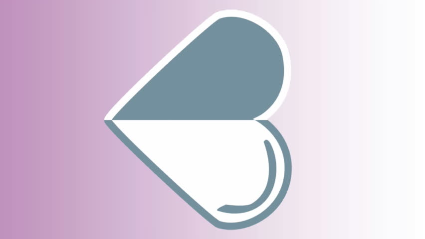 Animation of dual tone heart icon against purple gradient background. Valentines day and love concept