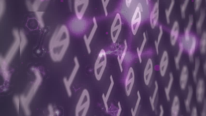 Animation of molecular structures over binary coding data processing against purple background. Computer interface and science technology concept - Powered by Shutterstock - Get 15% off with code: PIKWIZARD15