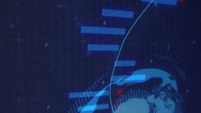 Animation of financial data processing over globe and circuit board. Global business, finances, computing and data processing concept digitally generated video. - Powered by Shutterstock - Get 15% off with code: PIKWIZARD15