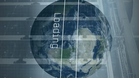 Animation of interface with data processing over spinning globe against computer server room. Computer interface and business data storage technology concept - Powered by Shutterstock - Get 15% off with code: PIKWIZARD15