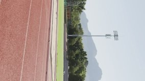 Animation of notification bars, african american athlete tired after running falling on race track. Digital composite, multiple exposure, social media reminder, fitness, disability, sports concept. - Powered by Shutterstock - Get 15% off with code: PIKWIZARD15