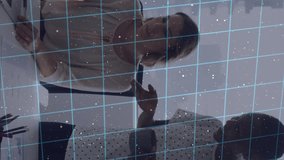 Animation of fingerprint scanner, data processing over two diverse women discussing at office. Cyber security and business interface technology concept - Powered by Shutterstock - Get 15% off with code: PIKWIZARD15