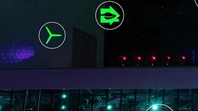 Animation of eco icons and data processing over computer servers. Global green energy, connections, computing and data processing concept digitally generated video. - Powered by Shutterstock - Get 15% off with code: PIKWIZARD15