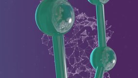 Animation of ring of molecules over floating network on purple background. Medical research, data, science, connection and communication, digitally generated video. - Powered by Shutterstock - Get 15% off with code: PIKWIZARD15