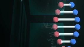 Animation of dna strand spinning, data processing and mathematical equations over screens. global science, data processing, technology and connection concept digitally generated video. - Powered by Shutterstock - Get 15% off with code: PIKWIZARD15