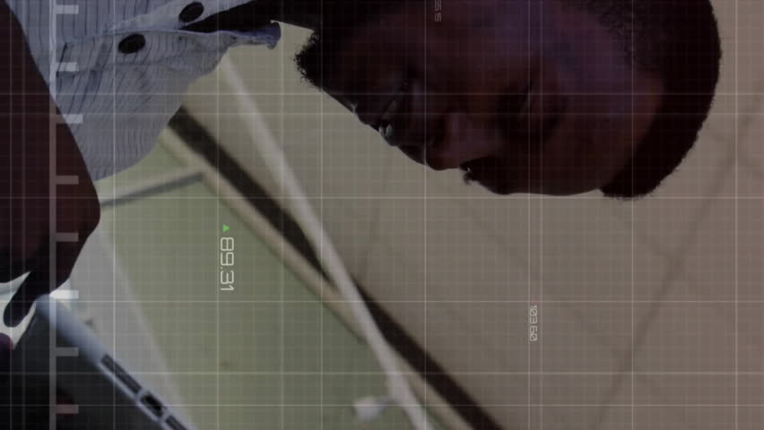 Animation of financial data processing african american businessman using tablet. Global business, connections, computing and data processing concept digitally generated video. - Powered by Shutterstock - Get 15% off with code: PIKWIZARD15