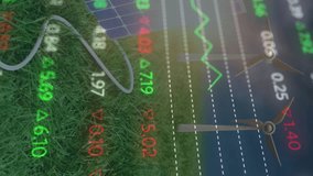 Animation of financial data processing over wind turbines and solar panel. global business, finances and digital interface concept digitally generated video. - Powered by Shutterstock - Get 15% off with code: PIKWIZARD15