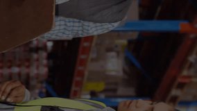 Animation of financial graphs over diverse female and male warehouse workers making notes. business, finance and delivery services concept digitally generated video. - Powered by Shutterstock - Get 15% off with code: PIKWIZARD15