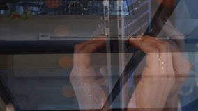 Animation of data processing over diverse business people talking. Global business digital interface technology and networking concept digitally generated video. - Powered by Shutterstock - Get 15% off with code: PIKWIZARD15