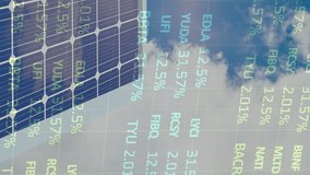 Animation of financial data processing over cityscape. Global climate change sustainability and wind energy concept digitally generated video. - Powered by Shutterstock - Get 15% off with code: PIKWIZARD15