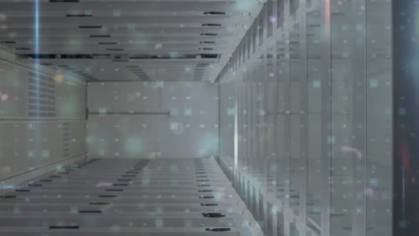 Animation of data processing and neon shapes over server room. Global technology, computing and digital interface concept digitally generated video. - Powered by Shutterstock - Get 15% off with code: PIKWIZARD15
