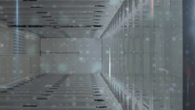 Animation of data processing and neon shapes over server room. Global technology, computing and digital interface concept digitally generated video. - Powered by Shutterstock - Get 15% off with code: PIKWIZARD15